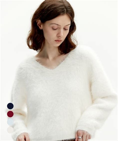 MUSINSA MONGDOL 4color Hairy Angora V Neck Knit MDKT069