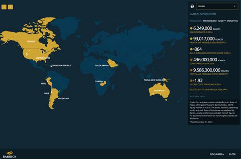 Barrick Gold Corporation Interactive Map Responsive Highly Custom