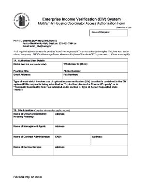 Eiv Coordinator Access Authorization Form Fill And Sign Printable