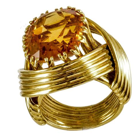 Tiffany And Co Citrine Gold Ring Signed Schlumberger At 1stdibs