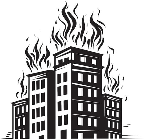 Crisis Response Burning Building Vector Black Logo Design Flame Symbol