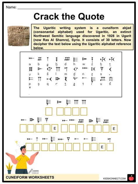 Cuneiform Alphabet Worksheet