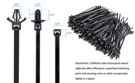 Amazon UNIGT 150pcs Push Mount Cable Zip Tie With Car Wire Loom