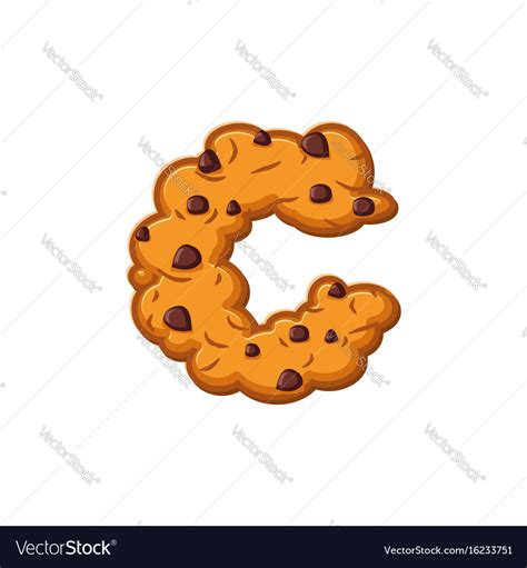 C letter cookies cookie font oatmeal biscuit Vector Image