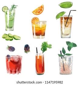 Watercolor Cocktails Set Stock Illustration Shutterstock