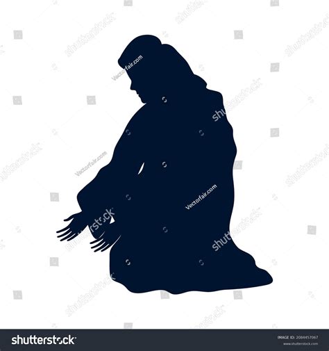 Mary Virgin Silhouette Manger Character Stock Vector Royalty Free