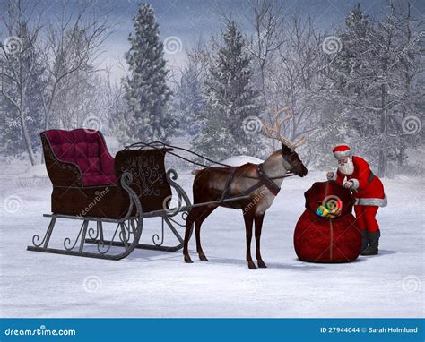 Santa Preparing His Sleigh Ride. Stock Illustration - Image: 27944044