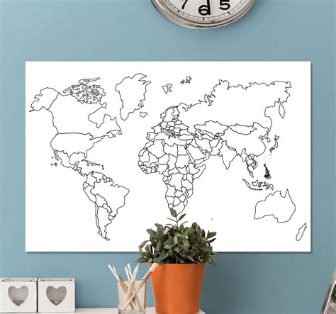 Modern Minimal World Map Art Canvas TenStickers