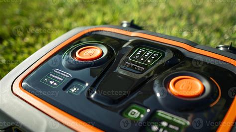 A Detailed Shot Of The Robotic Lawn Mowers Control Panel With Various