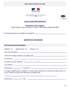 Bordereau Inscription Hypothecaire Rectificatif Pdf Notice Manuel D