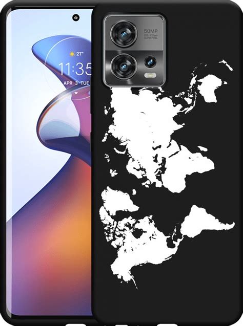 Motorola Edge 30 Fusion Hoesje Zwart World Map Designed By Cazy Bol