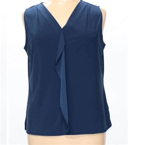 Roz Ali Tops Nwt Roz Ali Sleeveless Blouse With Ruffle Down Front