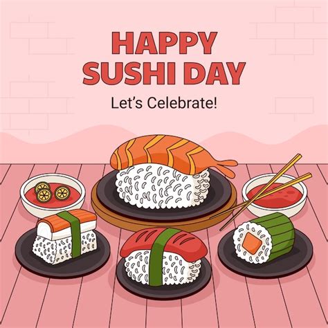 Premium Vector Hand Drawn International Sushi Day Illustration