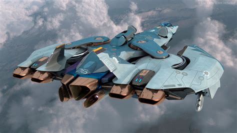 Sci Fi Fighter Jet Blue 3D Model $139 - .fbx .3ds .blend .c4d .max .ma .unitypackage .upk .obj ...