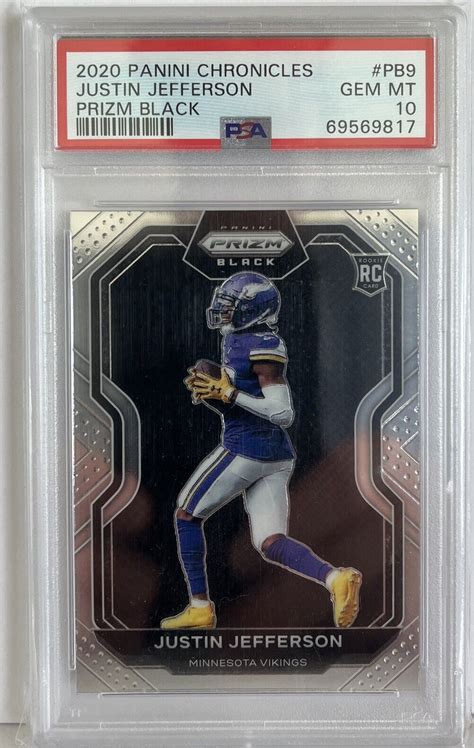 Panini Chronicles Justin Jefferson Prizm Black Pb Mn Vikes Psa