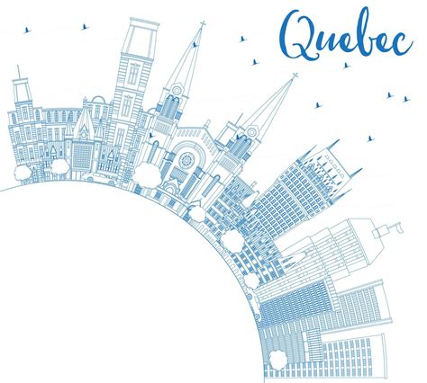 Outline Quebec Skyline With Blue Buildings And Copy Space 15332799