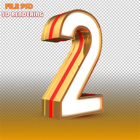 Premium Psd 3d Number 2 Gold