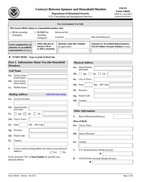 Blank Form I 864a Affidavit Of Support Fill Out And Print Pdfs