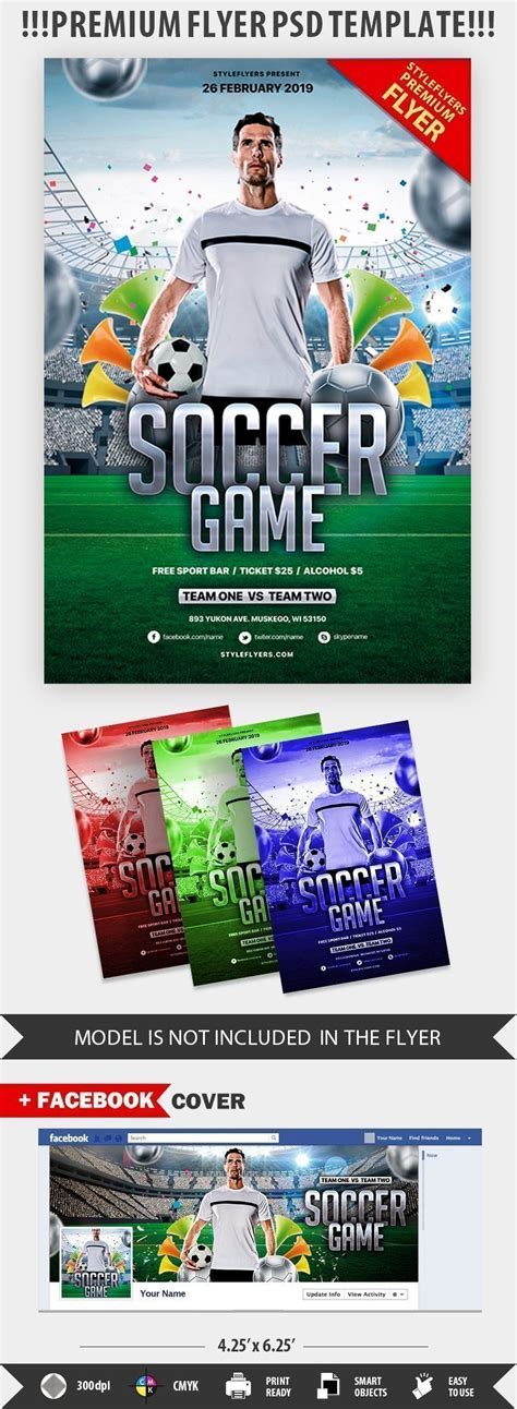 Soccer Game PSD Flyer Template 27850 Styleflyers