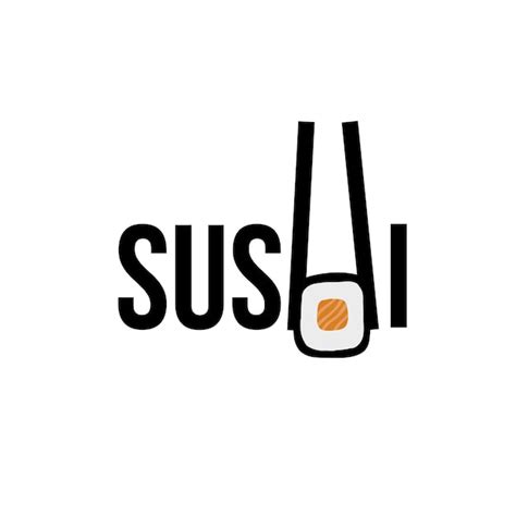 Ilustración Del Logotipo De Sushi Con Texto Y Rollo De Sushi Con