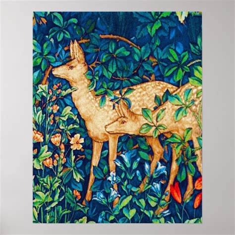 William Morris Forest Deer Tapestry Print Zazzle Au