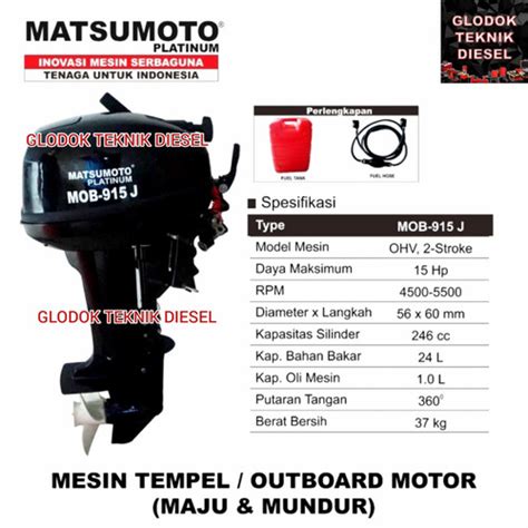 Jual Mesin Tempel Outboard Matsumoto Mob J Hp Outboard Maju