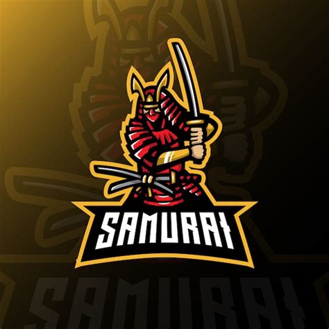 Samurai Mascote Logotipo Esport Jogos Ilustra O Vetor Premium