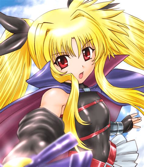 The Big Imageboard Tbib Bardiche Blonde Hair Cape Fate Testarossa Flat Chest Gloves Long