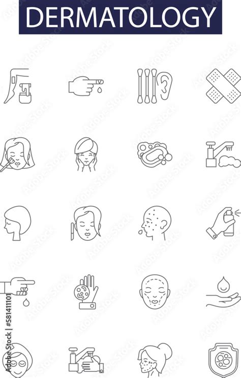 Dermatology Line Vector Icons And Signs Skin Acne Melanoma