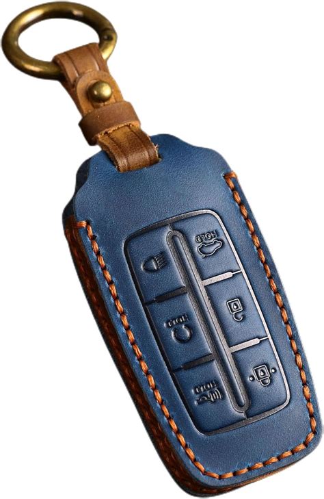 Amazon Hontumax Genuine Leather Button Intelligent Key Fob Cover