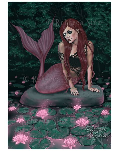 Water Lily Mermaid Magic Fine Art Print ElvenstarArt