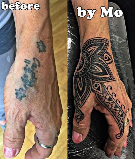 Before And After Photos Of A Tattoo On Someone S Hand