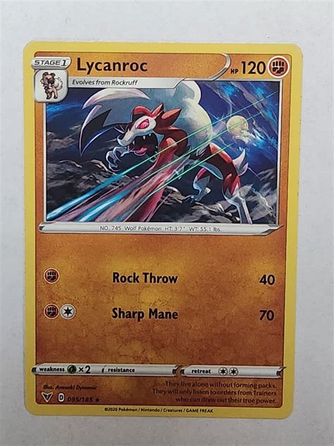 Lycanroc 095 185 Rare Non Holo Vivid Voltage Pokemon TCG Card EBay