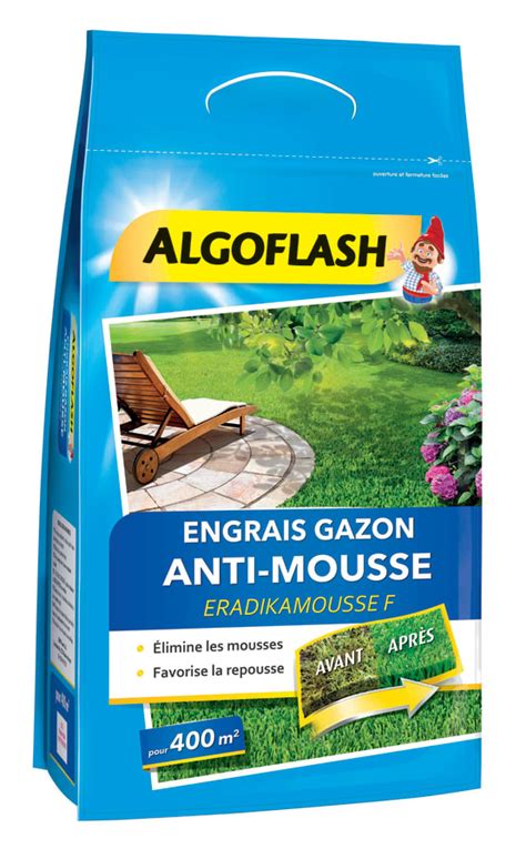 Algoflash Engrais Gazon Anti Mousse 12 Kg Gamm Vert