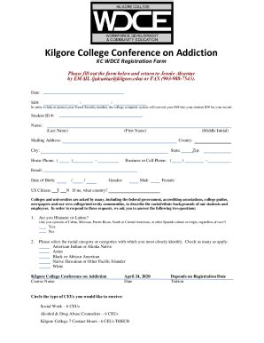 Fillable Online Kilgore College Conference On Addiction Fax Email Print