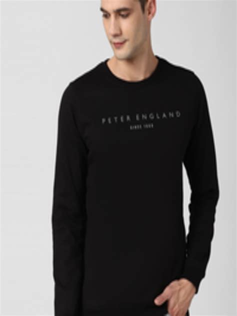 Buy Peter England Casuals Men Black & White Brand Logo Printed Sweatshirt - Sweatshirts for Men ...