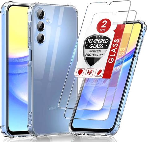 LeYi Hülle für Samsung Galaxy A15 4G 5G Transparent Handyhülle mit 2