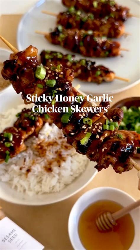 Sticky Honey Garlic Chicken Skewers Recipe