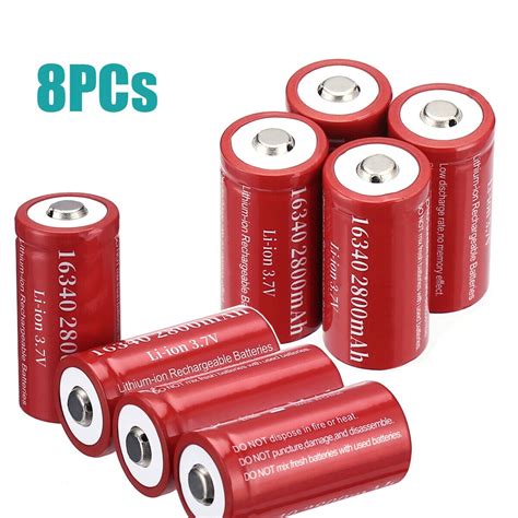 EBL 16340 RCR123A Batteries 8 Pack 2800mAh Rechargeable CR123A Lithium