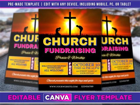 Church Fundraising Flyer Editable Canva Template Us Letter Size Etsy