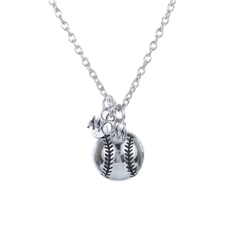 Customizable Softball Mom Silver Necklace Silver Jewelry Necklace