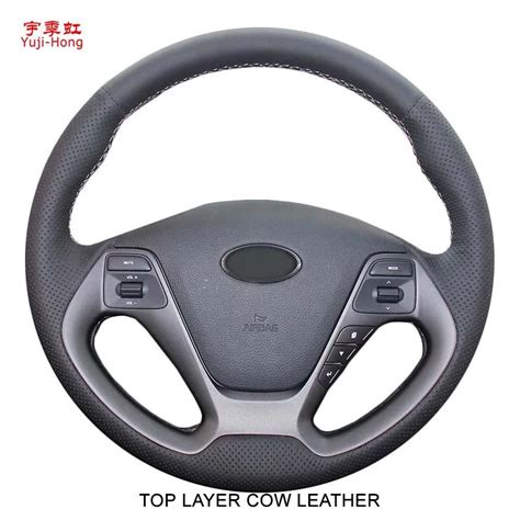 Yuji Hong Top Layer Genuine Cow Leather Car Steering Wheel Covers Case