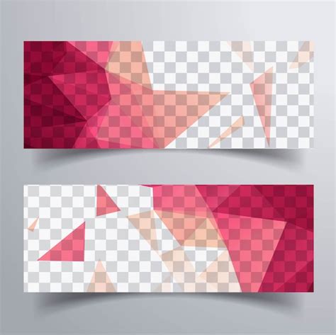 Banners Geom Tricos Tonos Rojos Descargar Vectores Gratis