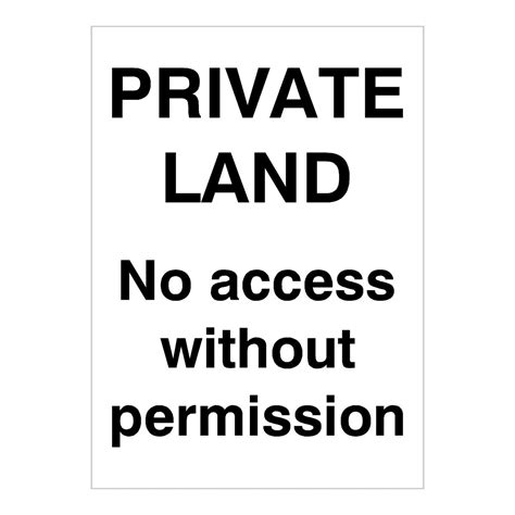 Private Land No Access Without Permission Portrait Sign