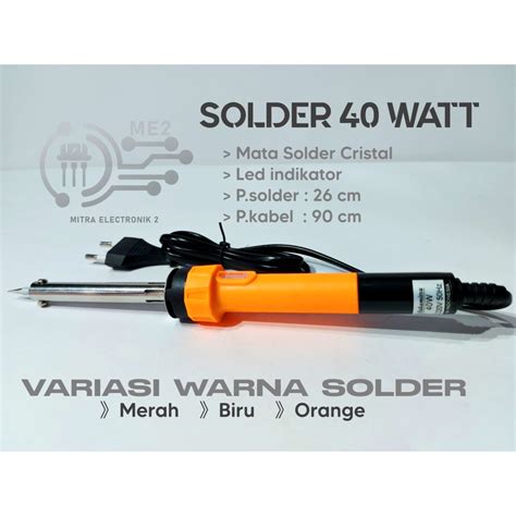 Jual Solder Listrik 40 Watt Plus Indikator Gagang Plastik Pvc Tebal