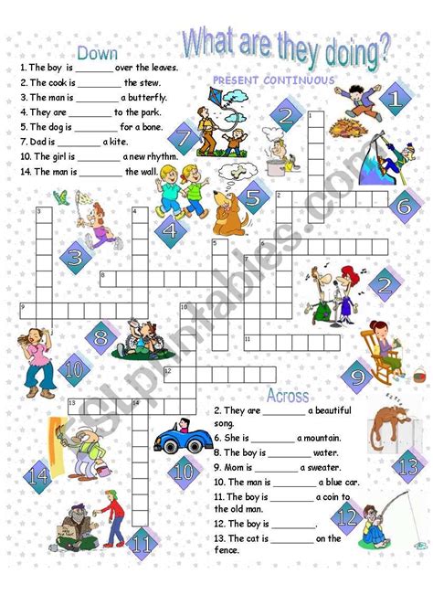 Crosswords Present Continuous Esl Worksheet By Anna P