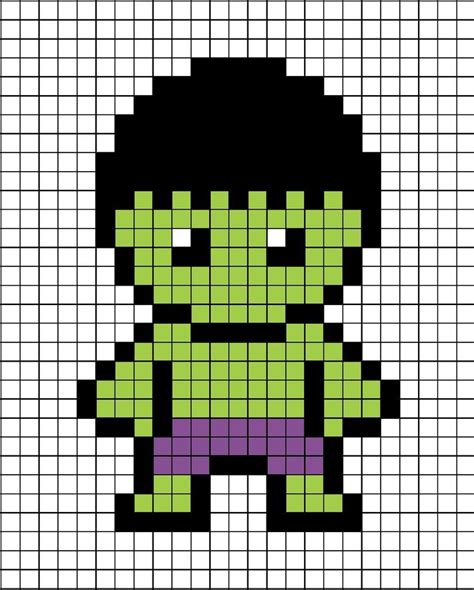 Hulk Pixel Art Arte De P Xeles F Cil Punto De Cruz De Marvel Arte