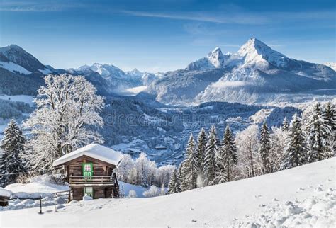 Winter Wonderland in the Alps with Traditional Mountain Chalet Stock Photo - Image of idyllic ...