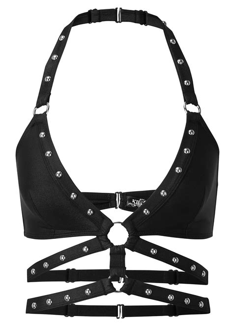 Soutien Gorge Noir Clous Avec Sangles Et Anneaux Killstar Glam Rock