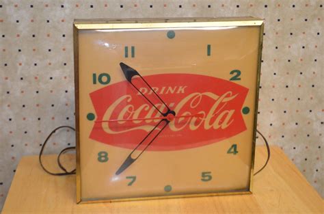 Vintage Pam Tin Glass Light Up Coca Cola Coke Clock S